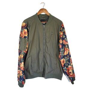 Riflessi Collection Premium Edition Green Full Zip Jacket with Floral Sleeves XL